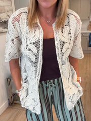 Stone Floral Crochet Net Blouse Debbie