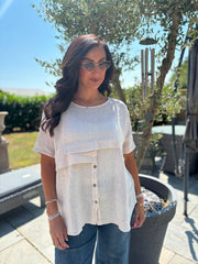 Stone Linen Button Top Taylor