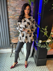 Stone Shimmer Block Print Top Eve