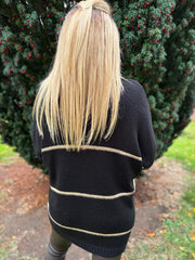 Black Striped Roll Neck Knit Rachel