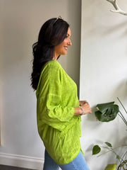 Lime Distressed Floral Top Danica