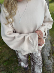 Stone Oversized Pleat Detail Sweatshirt Roxy