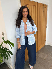 Blue Gingham Checked Shirt Zaria