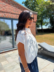 White Bubble Hem Striped Shirt Emma