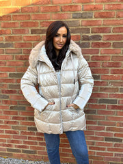 Stone Luxury Puffer Coat Maxine