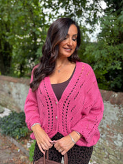 Lipstick Chunky Knit Cardi Gail