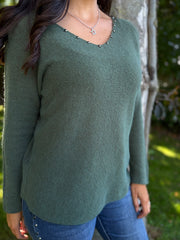 Khaki Embellished Soft Knit Francine