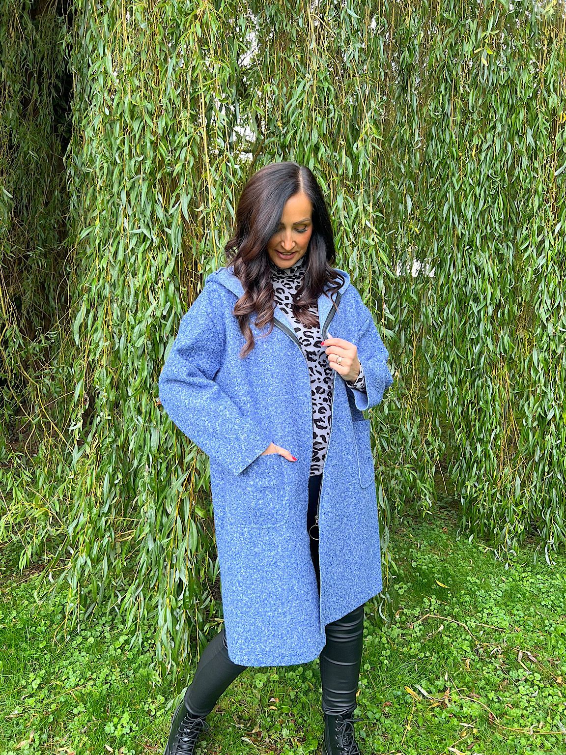 Blue Boucle Double Pocket Coat Sharon Tillett s