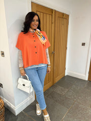 Orange Button Front Knit Zelda