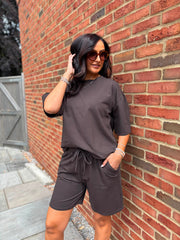 Chocolate Shorts Leisure Set Amber