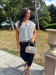 White Crochet Net Sleeveless Jacket Sharon