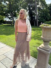 Camel Tiered Mesh Tulle Skirt