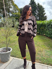 Chocolate Wave Tie Cardi Shona