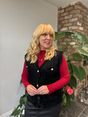 Black Soft Fringed Waistcoat Selma