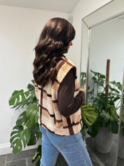 Chocolate Checked Sherpa Waistcoat Millie