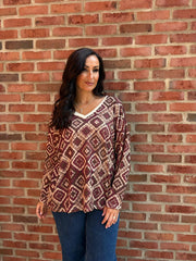 Wine Diamond Shimmer Top Freya