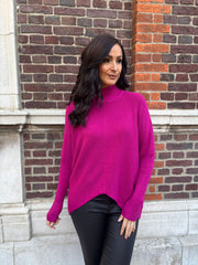 Lipstick Ribbed Dip Hem Jumper Vicky