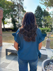 Navy Ruffle Top Maisie