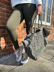 Stone Leopard Fabric Tote Bag
