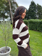 Chocolate Stripe Collared Knit Anita