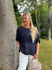 Navy Abstract Pattern Knit Tori