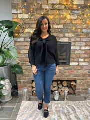 Black Knitted Tie Front Jumper Libby