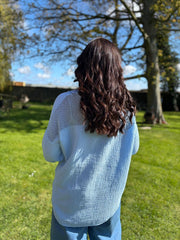 Light Blue Boho Daisy Bubble Cotton Top Skye