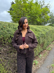 Chocolate Boucle Zip Jacket Estella