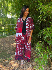 Wine Coastal Palm Blouse Naomi