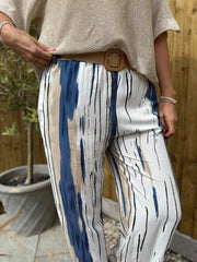 Navy Brushed Stripe Trousers Sadie