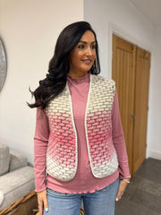 Pink Ombre Knitted Stripe Gilet