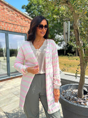 Pink Striped Longline Cardi Haven