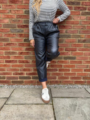 Navy Coated Trousers Sasha