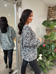 Monochrome Animal Print Top Alexis