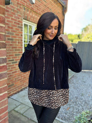 Black Soft Touch Leopard Hoodie Alex