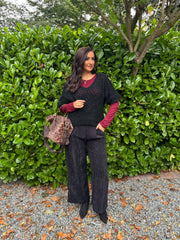 Black Cosy Diamond Knit Sofia