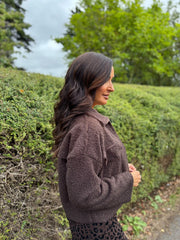 Chocolate Boucle Zip Jacket Estella