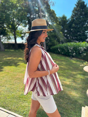Wine Striped Sleeveless Blouse Lola