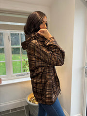 Chocolate Tartan Hooded Jacket Farrah