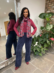 Navy Chenille Textured Trousers Mia