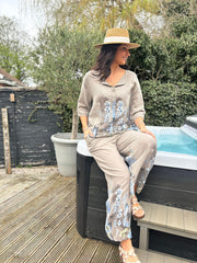 Mocha Floral Butterfly Top Reeva
