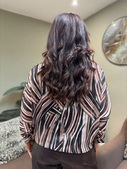Black Shimmer Stripe Tie Top Amanda