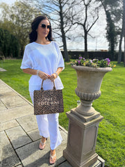 White Bubble Cotton Trouser Set Hayley