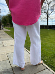 White Bubble Cotton Trousers