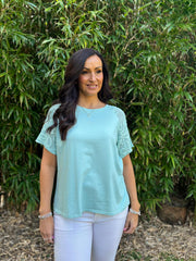 Mint Net Sleeve Applique Tee Gemma