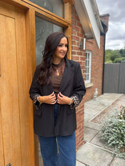 Black Leopard Lined Blazer Ashley