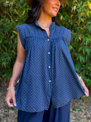 Navy Polka Dot Top Ashley