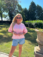 Stone Puff Sleeve Striped Top Erin