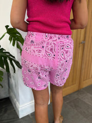 Candy Pink Paisley Bubble Cotton Shorts