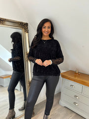 Black Chenille Shimmer Sweatshirt Hailey